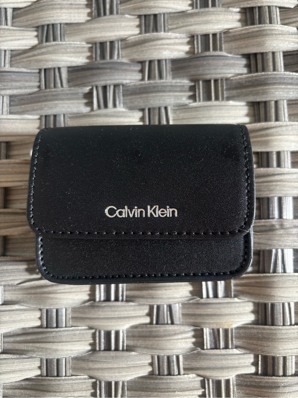 Calvin Klein Black Mini Leather Wallet with Silver Logo